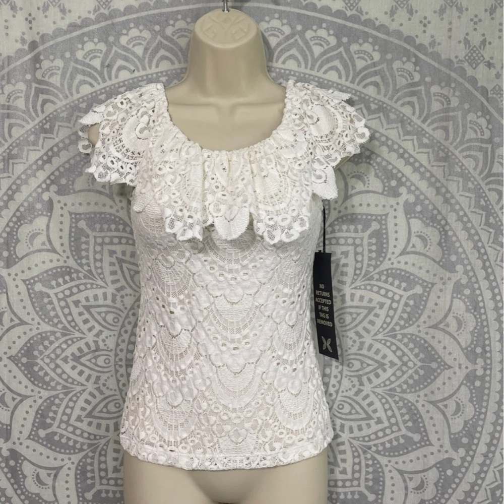 Nwt $198 Nightcap Night Cap Spanish Lace Off Shoulder Top Shirt White Small S 2 - Picture 12 of 12